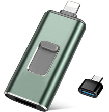 Load image into Gallery viewer, USB Flash Drive 128GB [3-in-1],USB 3.0 Adapter External Storage Memory Stick Adapter Expansion Compatible with Mac/Android/PC (128GB Green)