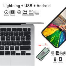 Load image into Gallery viewer, USB Flash Drive 128GB [3-in-1],USB 3.0 Adapter External Storage Memory Stick Adapter Expansion Compatible with Mac/Android/PC (128GB Green)
