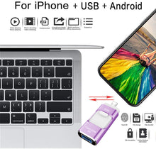 Load image into Gallery viewer, USB Flash Drive for iPhone 512GB, iPhone Memory Stick, iPhone Photo Stick External Storage for iPhone/PC/iPad/Android and More Devices with USB Port (512GB, Purple)