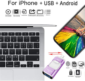 USB Flash Drive for iPhone 512GB, iPhone Memory Stick, iPhone Photo Stick External Storage for iPhone/PC/iPad/Android and More Devices with USB Port (512GB, Purple)