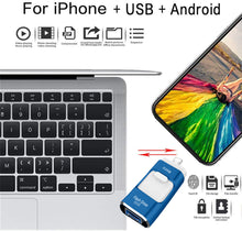 Load image into Gallery viewer, USB Flash Drive for iPhone 512GB, iPhone Memory Stick, iPhone Photo Stick External Storage for iPhone/PC/iPad/Android and More Devices with USB Port (512GB, Blue)